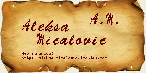 Aleksa Mićalović vizit kartica